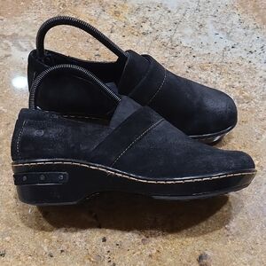 Born Suede Leather Black Mules Womens Size 8